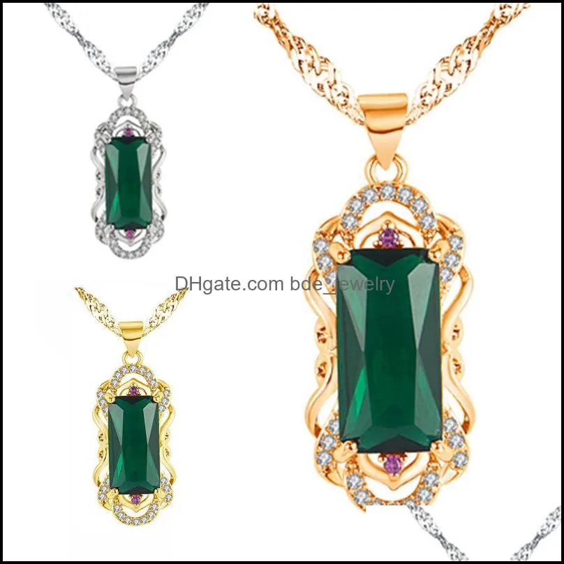 baguette necklaces brazilian rich green tourmaline gemstone necklace diamondencrusted red zircon silver necklace