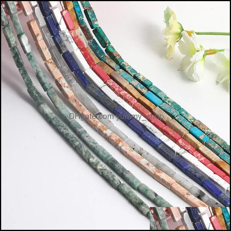 5x13mm long cube shape marble pattern loose beads strand diy creative natural stone material for jewelry making bracelet necklace