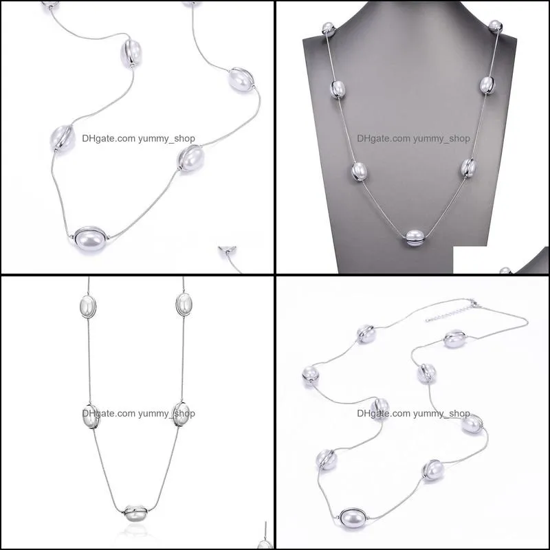 fashion pearl necklace cute love long chain pendant necklace for women fashion classic beads chain necklaces wholesale jewelry