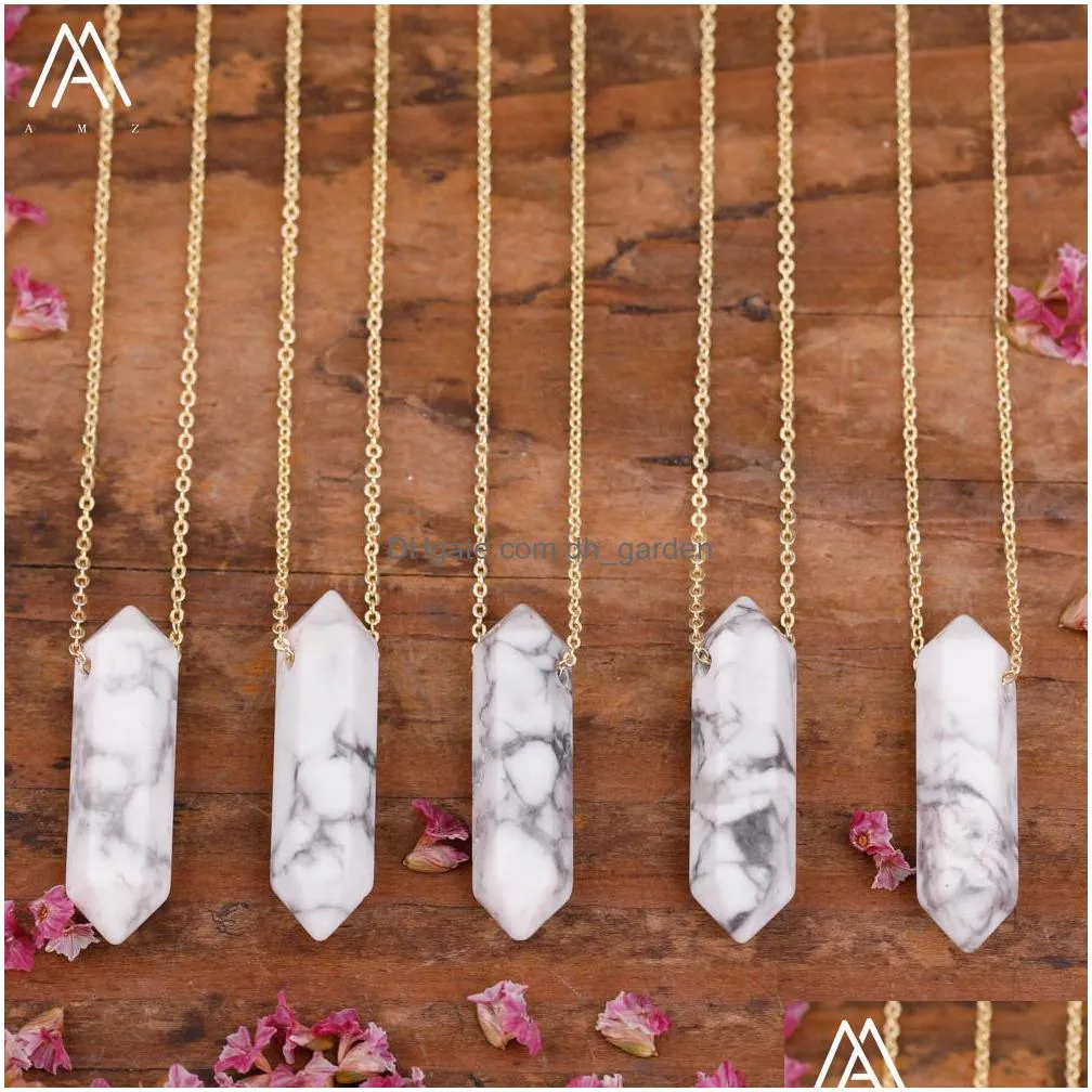 mineral amethyst pink crystal stick point stone pendant necklace fashion women terminated gemstones boho summer necklace gift for her