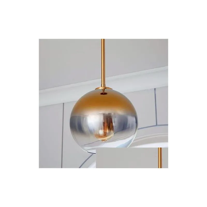 nordic led pendant light lightingtsilver gold glass pendant lamp ball hanging lamp kitchen fixtures dining living room luminaire led