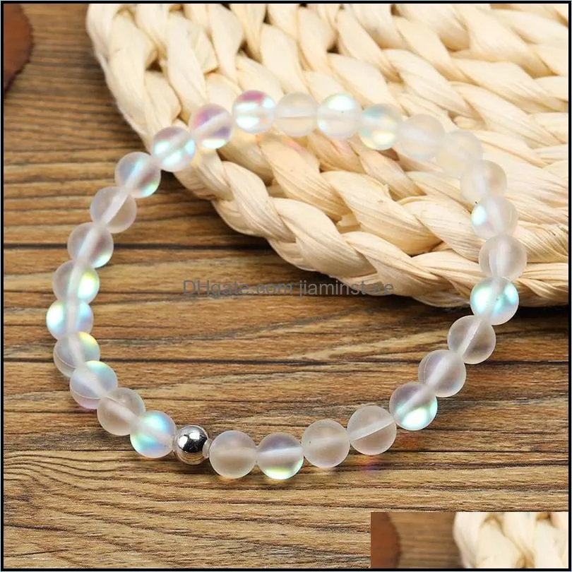  spectrolite bling stone bead bracelet pink blue green natural stone beads yoga balance bracelet for women girls buddha jewelry