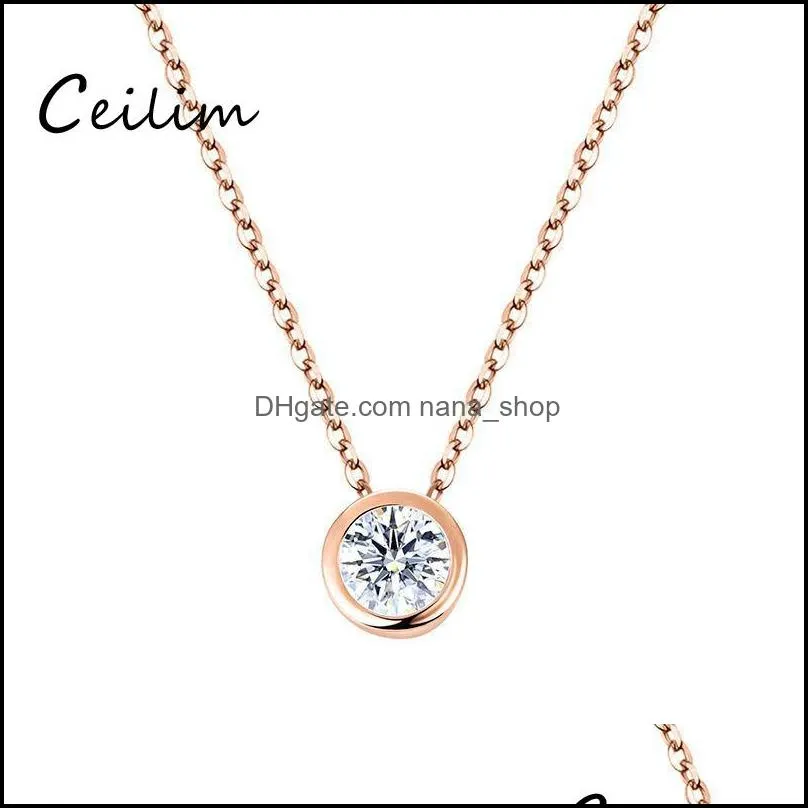  est korean sweet simple zircon charms pendant necklaces for women accessories high quality plating alloy necklace fit girlfriend