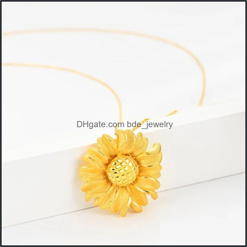 sand gold necklace fashion upscale jewelry daisy sun flower charms chain choker necklaces pendants for women