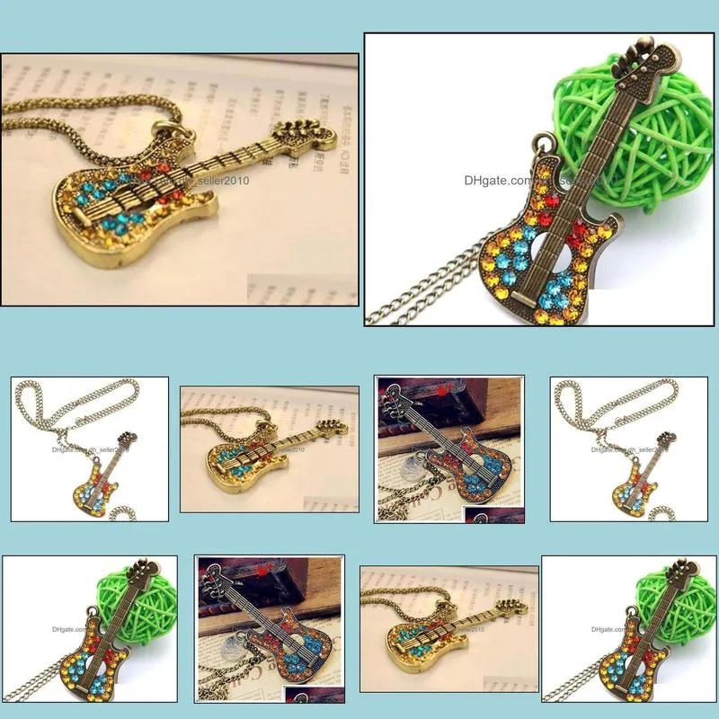 chain choker necklaces charm 28 necklace colorful rhinestone 28 guitar gifts acrylic crystal necklace pendants