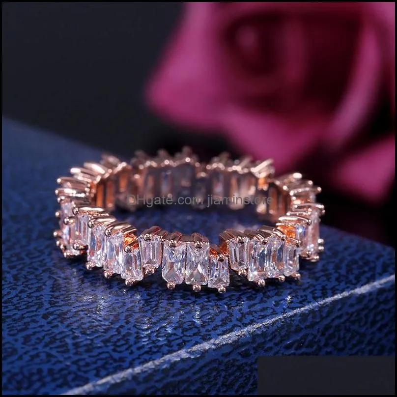 fashion gold zircon rings simple high quality band finger ring wedding ring for women fashion jewelry party gifts wholesale