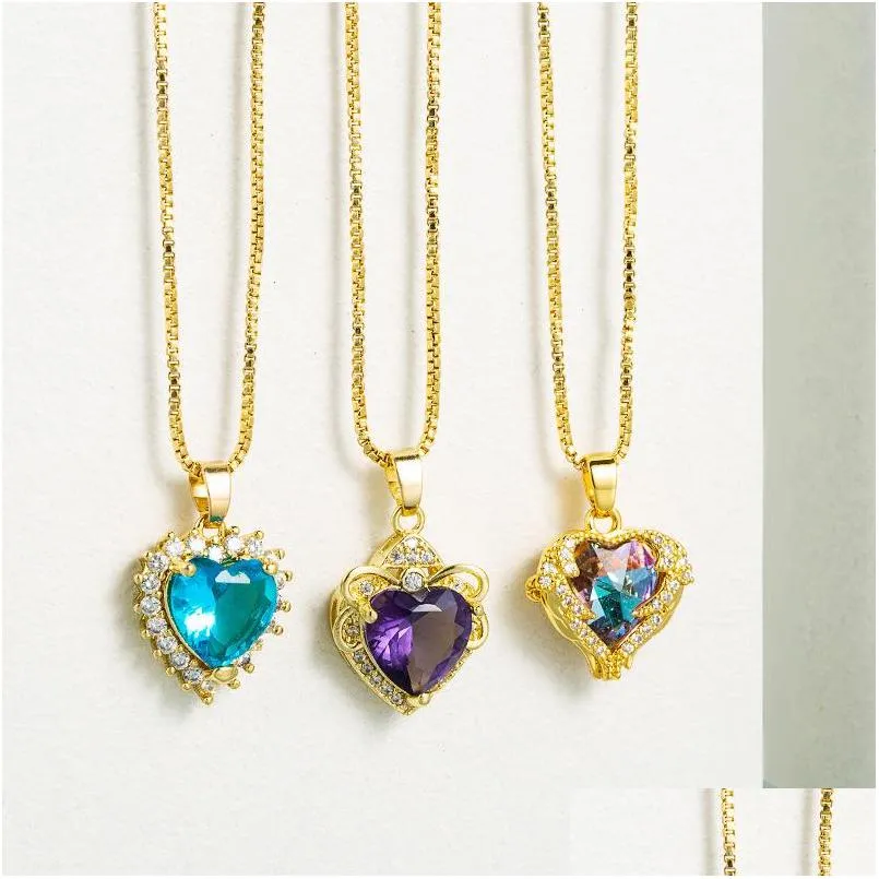 fashion jewelry heart of the ocean pendant necklace copper zircon love choker necklaces