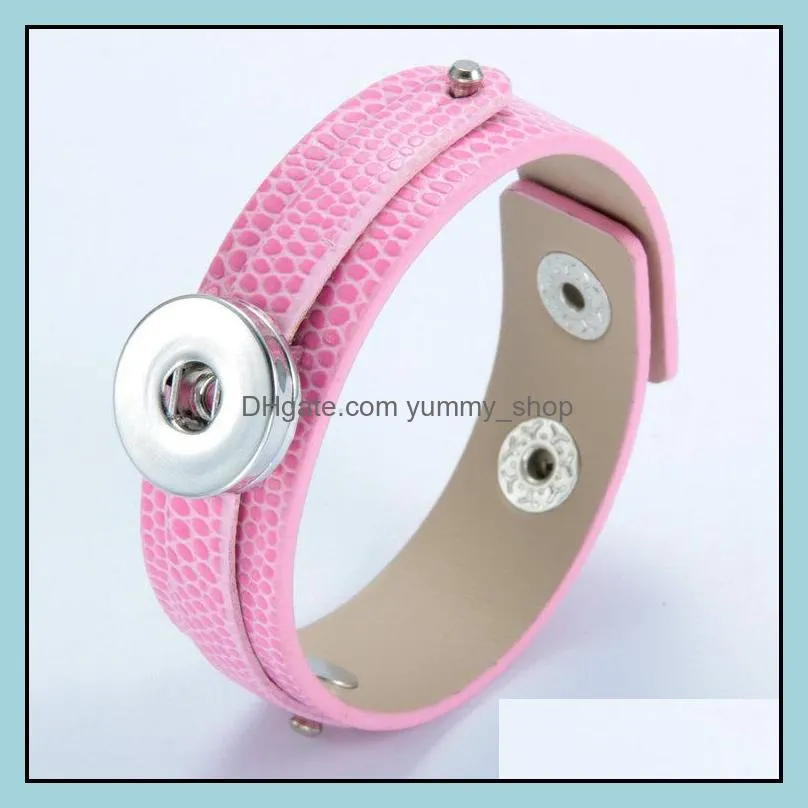  pu leather bracelet bangle jewelry 18mm snap button bracelet handmade genuine wrap charm bracelet for 18mm diy snap button