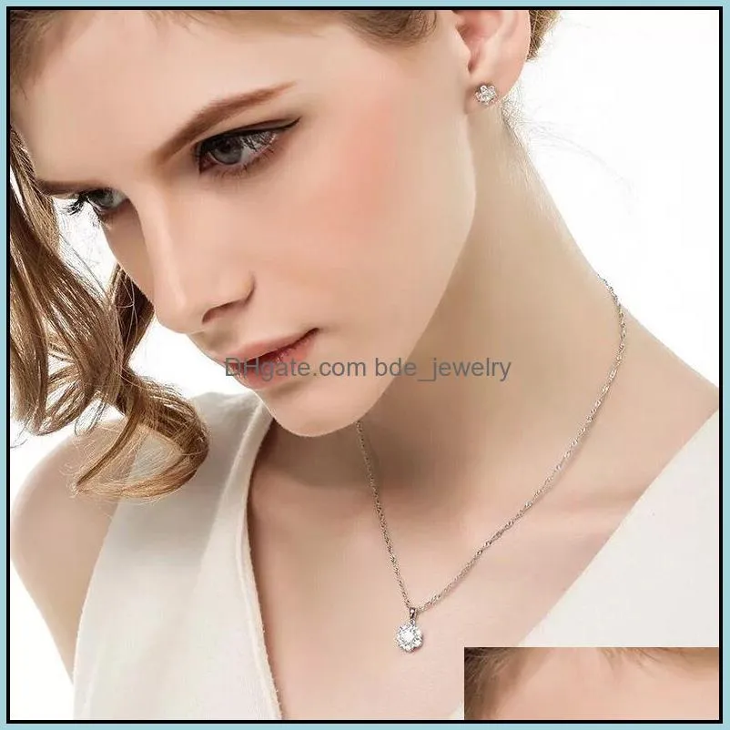 necklace silver plated jewelry fashion invisible zircon necklace simple pendant chic necklace cubic zirconia necklaces