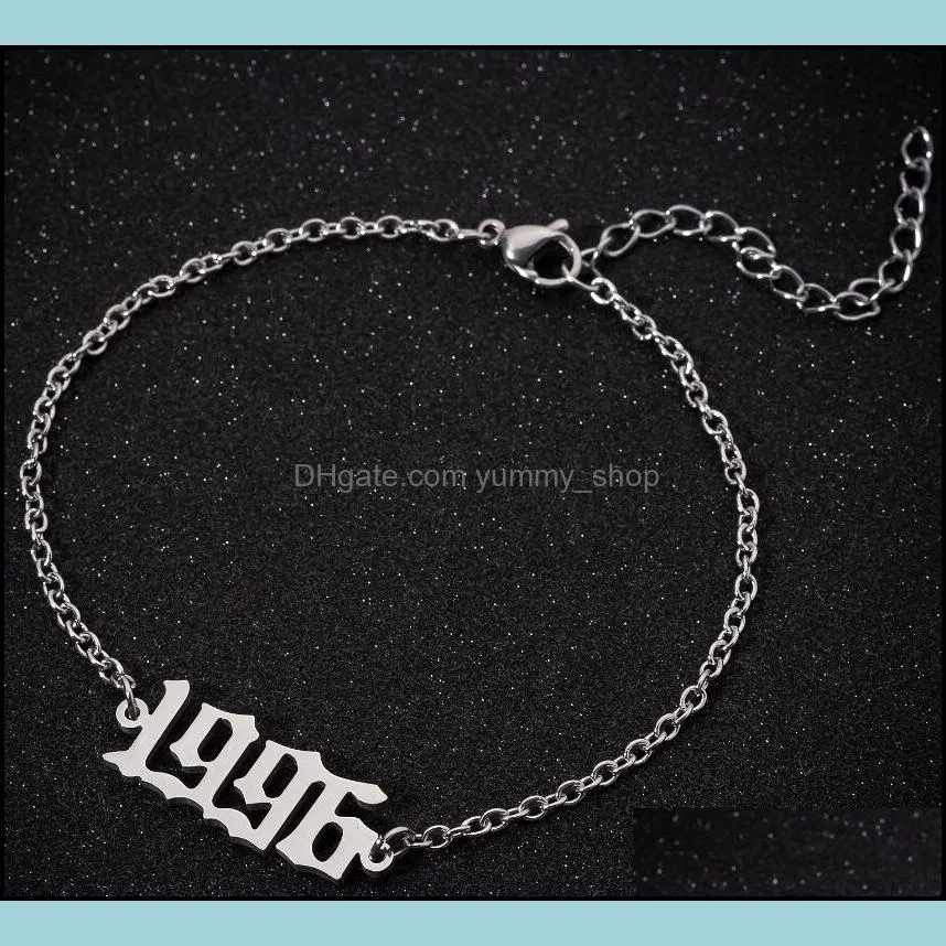 minimalism number bracelet for men women hand jewelry personalized special dates birth year bracelets old english hand chain brithday