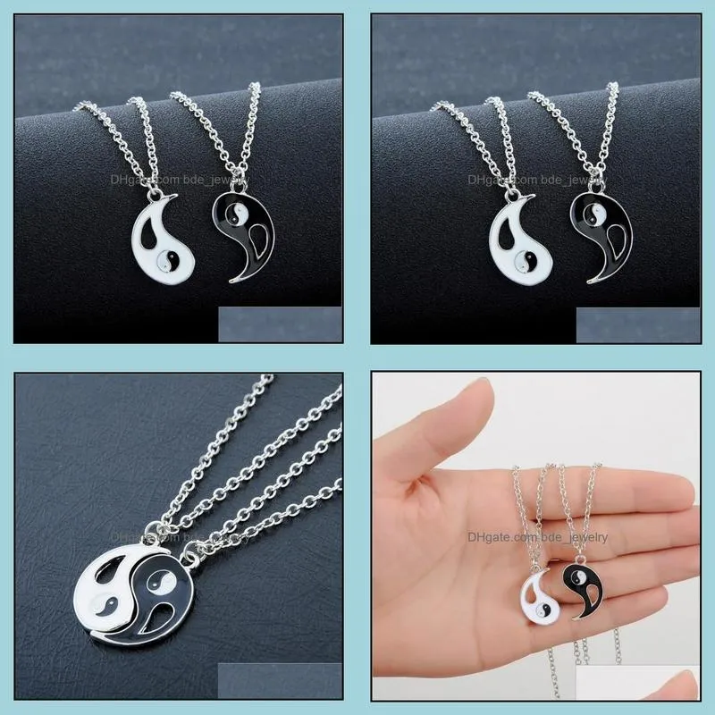  friends stitching necklaces for lovers charm pendant necklace colar masculino taiji gossip yin yang pendant couple necklace