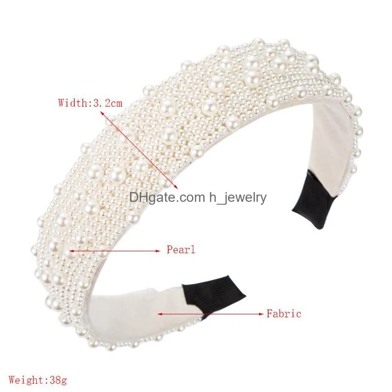 fashion women hair jewelry handmade faux pearl beads cloth hair hoop hair band accessories headband