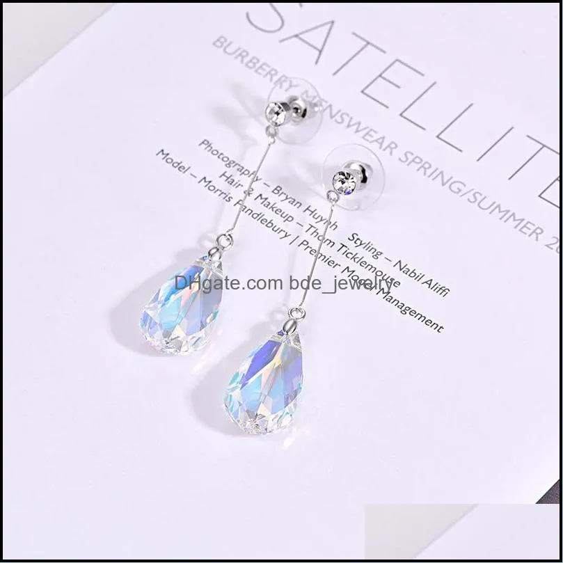 crystal water drop earrings for women fashion long dangle earring wedding jewelry