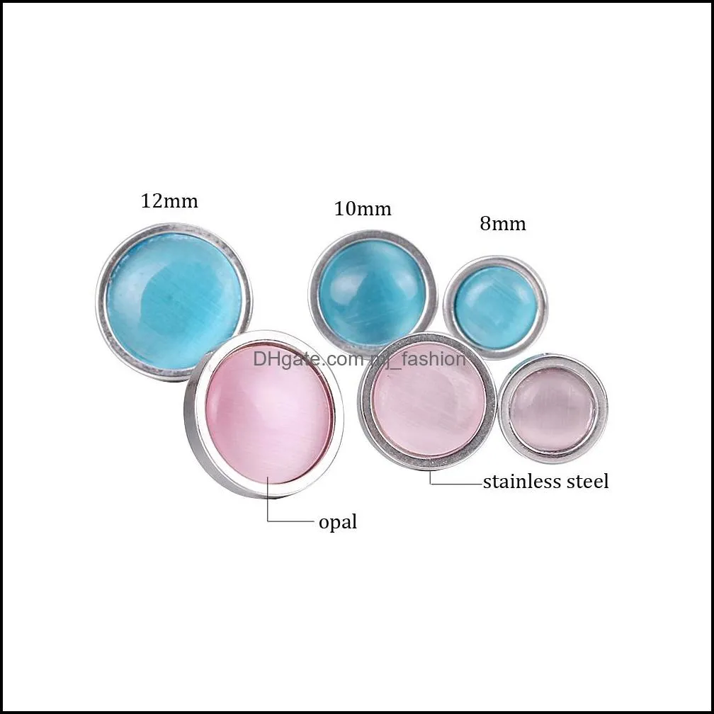 fashion opal earrings stainless steel brief bordered pink round gem stud earring for women accessories pendientes wedding gift