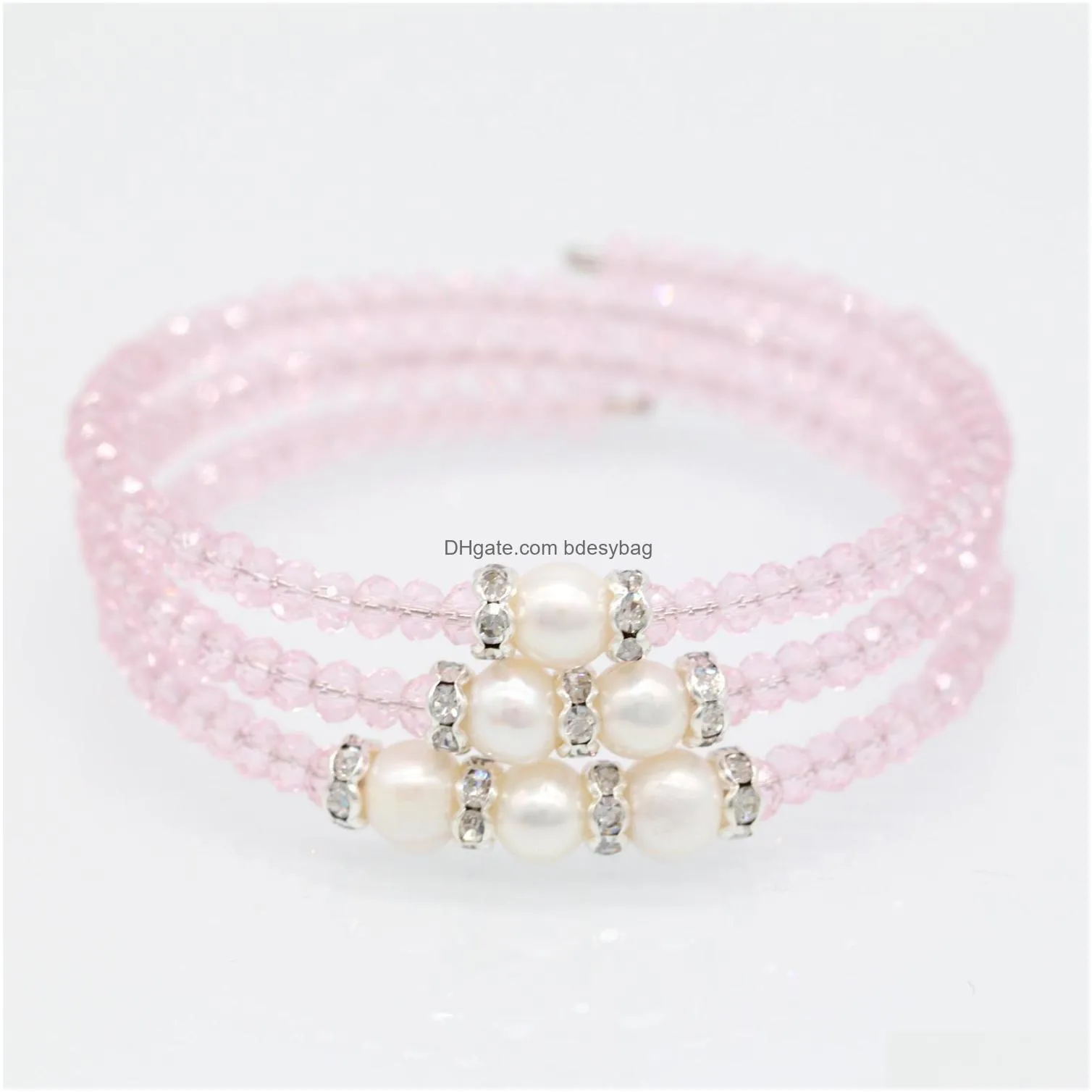 2019 new crystal bracelet with pearl 10 colors handmade pearl jewelry wrap bracelet charms womens gift love wish pearl jewelry