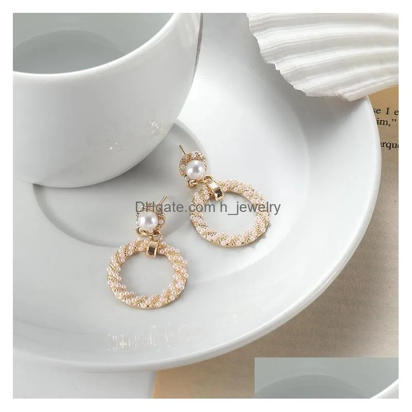 fashion jewelry pearl beads hoop sweet dangle stud earrings
