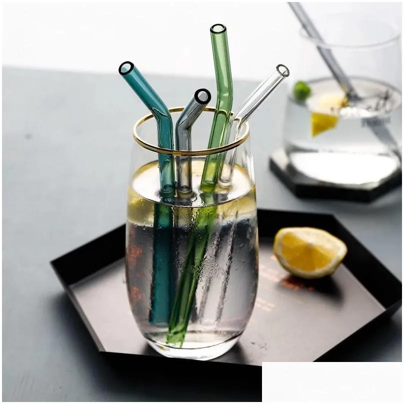 dhs colorful glass straws reusable drinking straw ecofriendly high borosilicate glass straw glass tube bar drinkware sxmy1