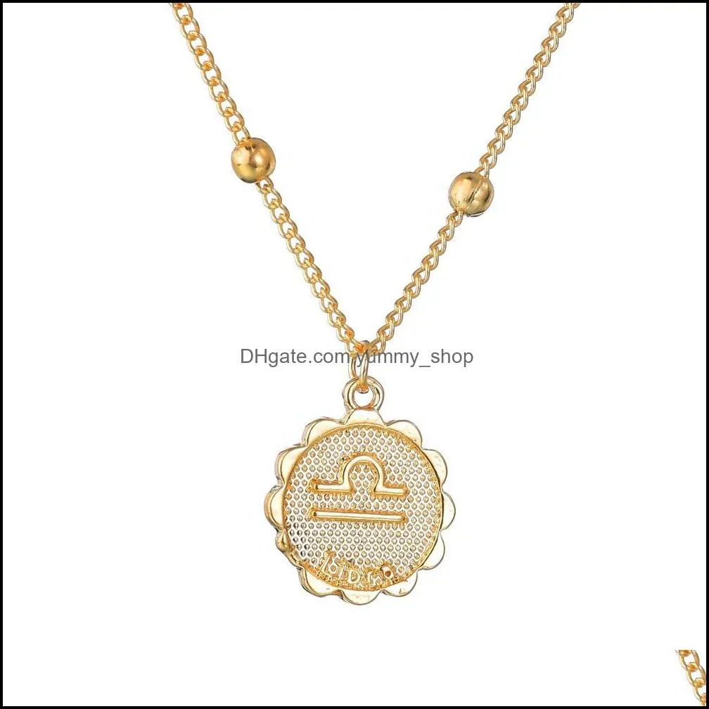 12 zodiac sign coin necklace leo horoscope gold pendant necklace jewelry for women mens party friendship jewelry