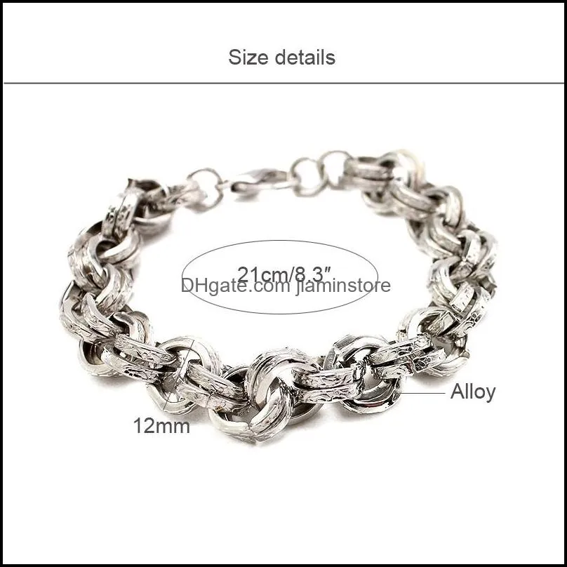 minimalist punk style simple chain link bracelets for womens fashion silver plating alloy bangle jewelry fit holiday gifts wholesale