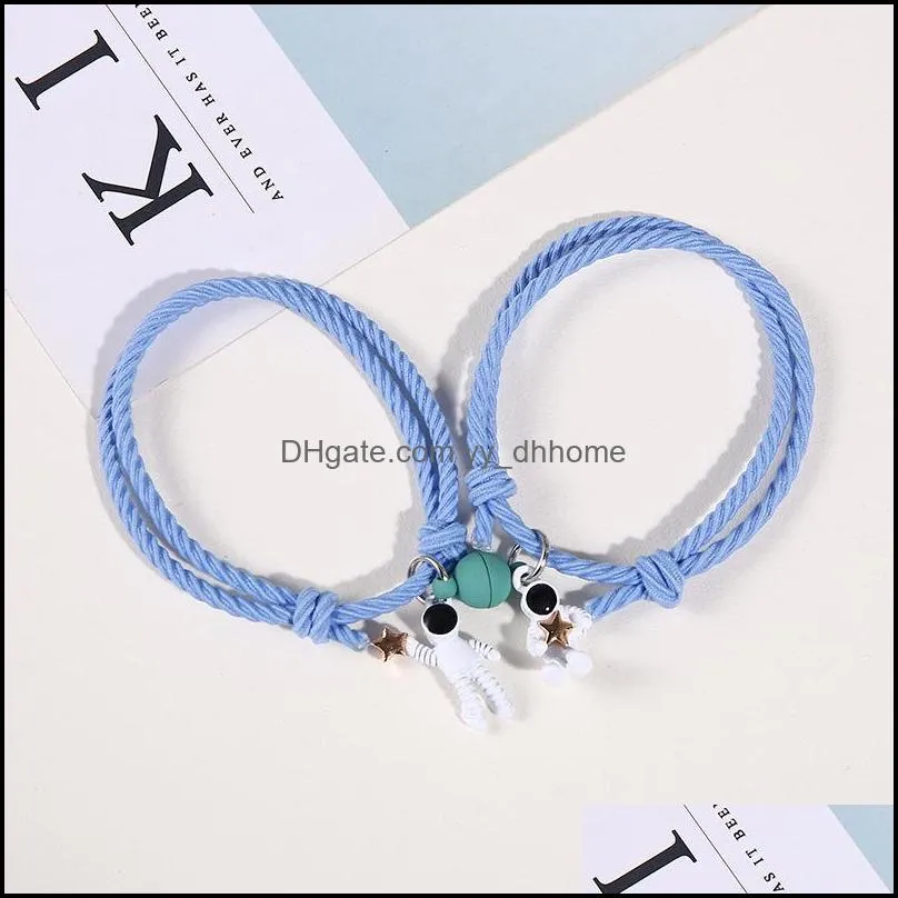  magnet couple bracelet attractive star astronaut bracelets fashion valentines day jewelry gift 2pcs