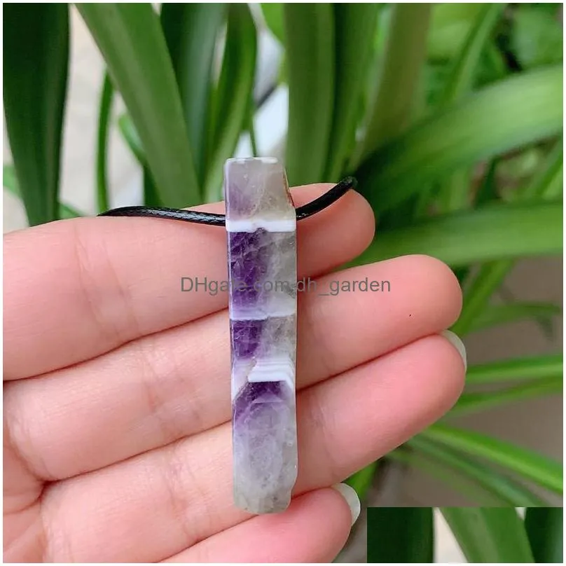 irregular raw quartz pendulum natural stone pendant necklace amethyst amazonite citrines lapis pink crystal rope chain necklace