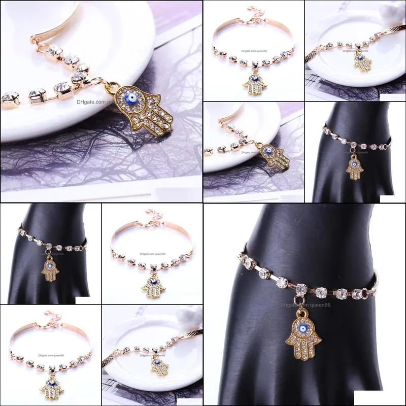 charm bracelets bangles for women palm bracelet style gold rhinestone evil eye hamsa hand jewelry bangle bracelet