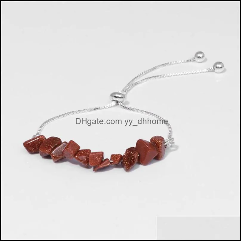 crystal irregular crushed stone beaded bracelet strands amethyst quartz wristband bangles for women jewelry gift