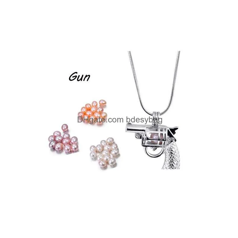 new arrival love 67mm rice pearl cages pendant hollow out peanut/hearts/gun/parrot/building silver plated diy fashion jewelry gift