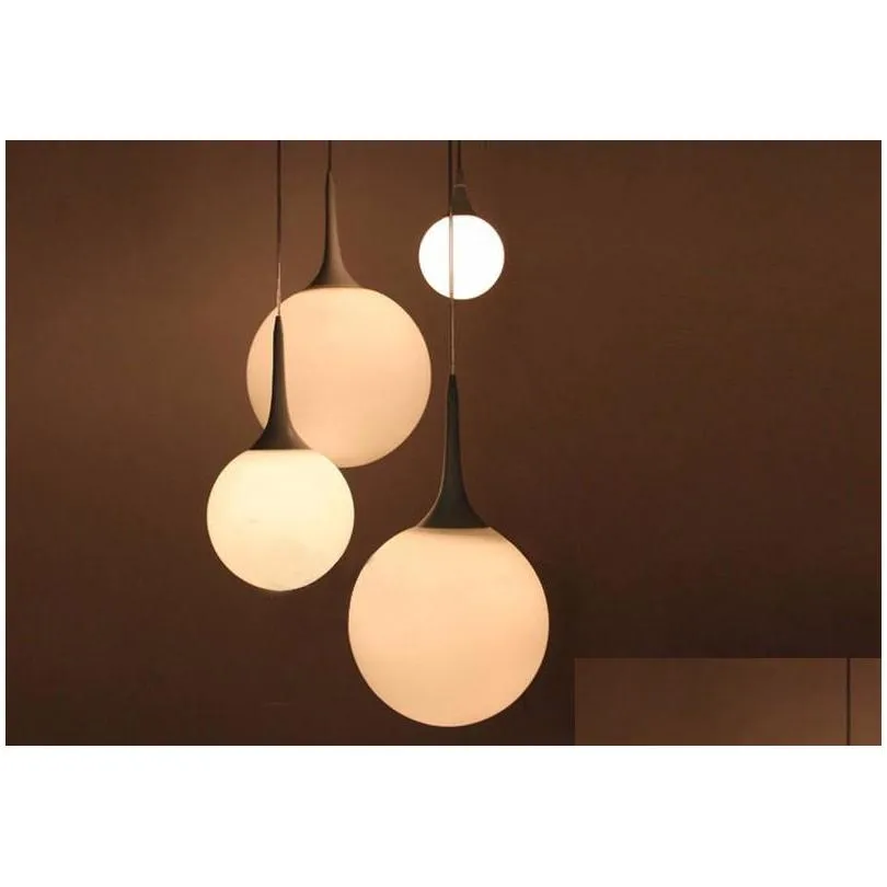 loft simple milk white glass ball pendant light led e27 modern hanging lamp with 6 size for living room bedroom lobby el shop