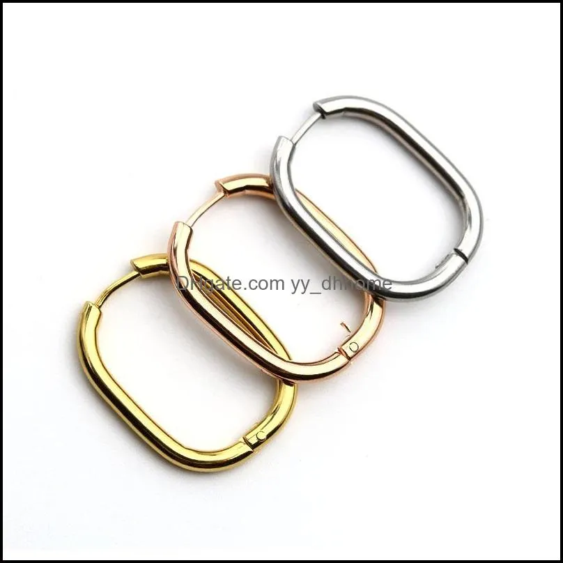 fashion punk u stainless steel hoop earrings prevent allergy geometric gold oval hoop earrings for men women