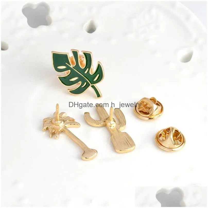 fashion jewelry womens elegant plant brooch coconut cactus leaf brooch corsage