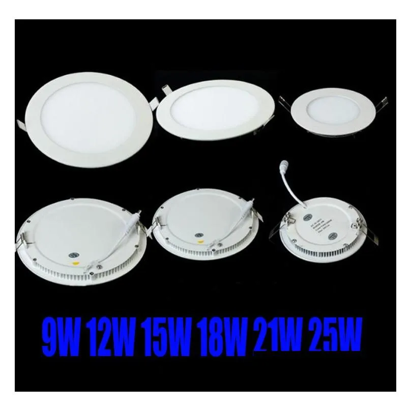 dimmable round led panel light smd2835 3w 9w 12w 15w 18w 21w 25w 110240v led ceiling recessed down light led downlight lamp add driver