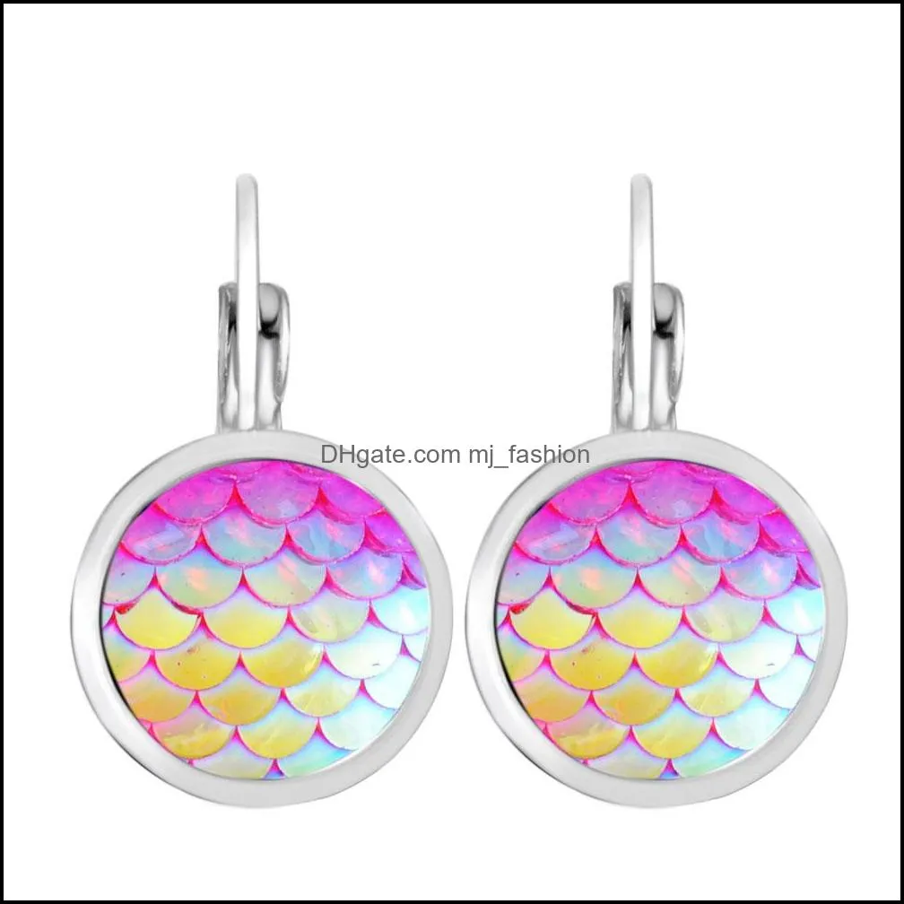  fashion korean beauty fish scales stud earrings for women colorful resin charms mermaid scales earrings fit daily holiday gifts