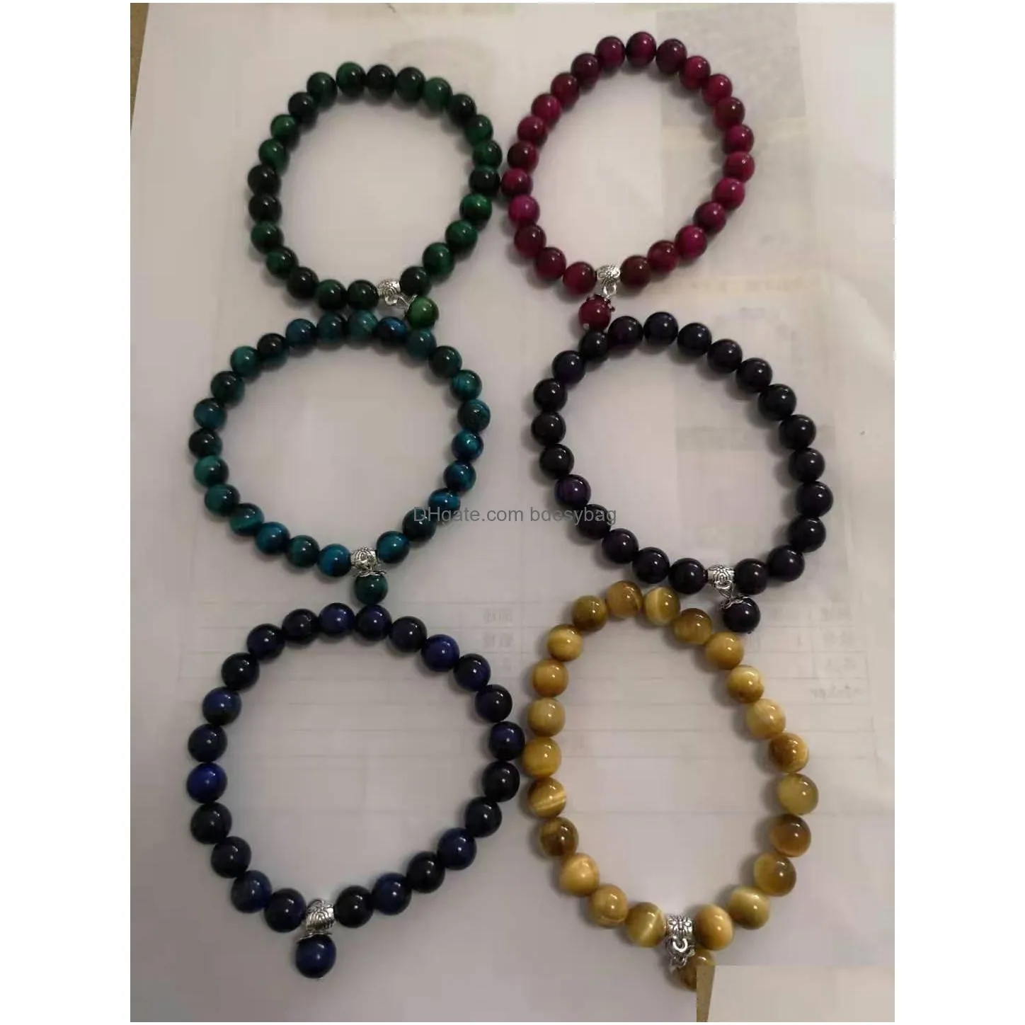 tiger eye gemstone bracelets stretch crystal bracelets 6 colors healing natural stone jewelry bracelet bangle best gift for women