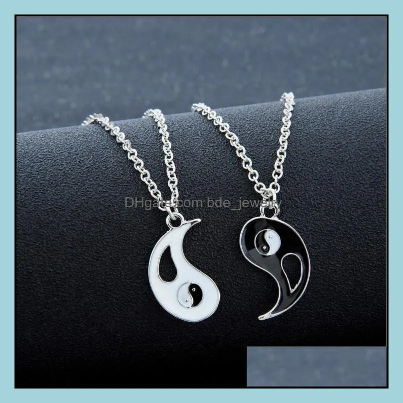  friends stitching necklaces for lovers charm pendant necklace colar masculino taiji gossip yin yang pendant couple necklace