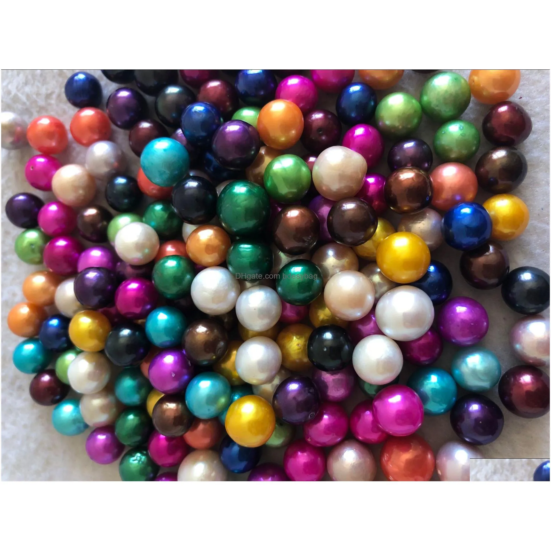 20pcs freshwater edison pearl 911mm dyed color big round pearl and 2 floating edison necklaces