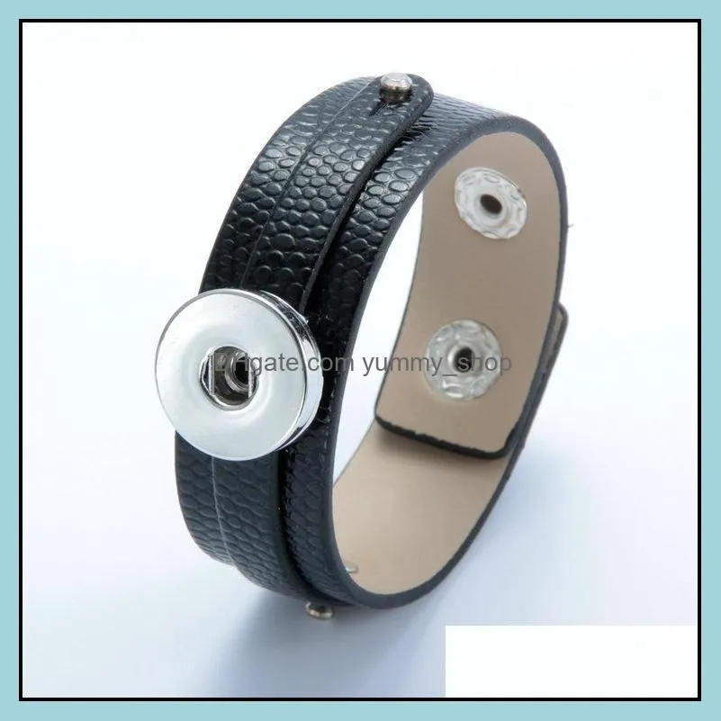  pu leather bracelet bangle jewelry 18mm snap button bracelet handmade genuine wrap charm bracelet for 18mm diy snap button