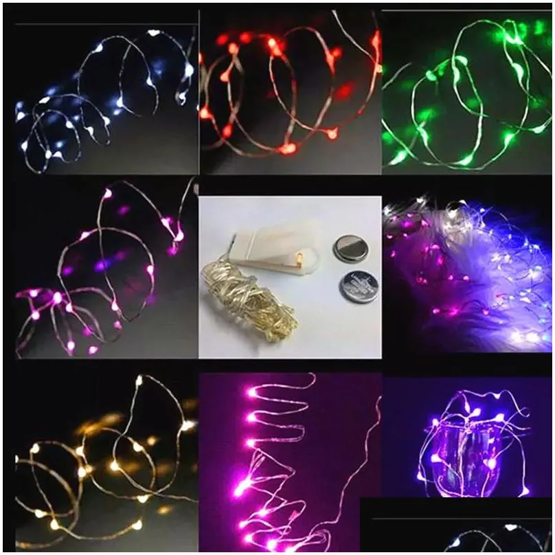 christmas lights led string light 1m 2m  small battery operated led light silver wire copper string light for xmas halloween party