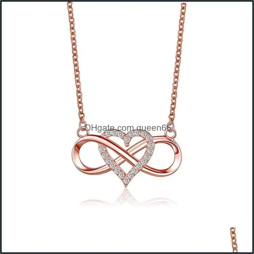 knotted love necklace cold wind simple 8character heartshaped cross clavicle chain necklace niche design jewelry silver necklaces