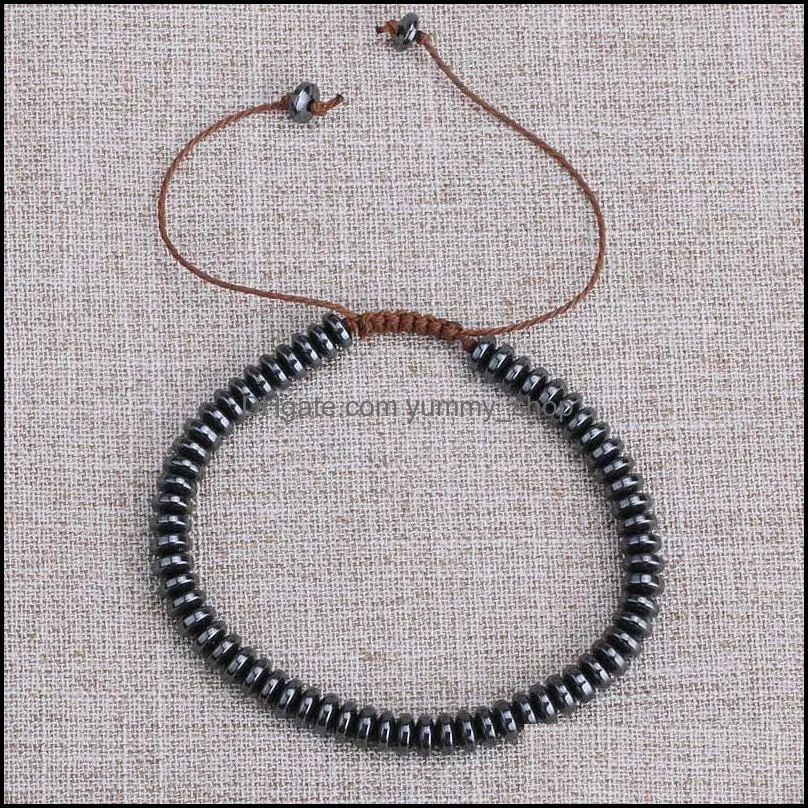  arrival mens beads bracelet adjustable nature stone hematite woven bracelet beaded wrist bracelets balance bangles jewelry gift for