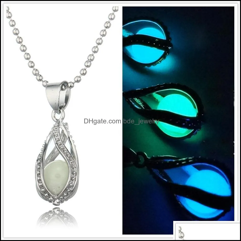 glow in the dark locket necklaces hollow glowing stone pendant luminous statement chocker pendants necklace