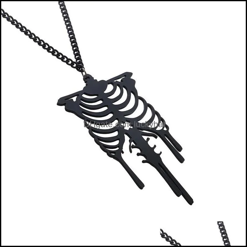 gothic necklaces goth punk unique skeleton pendant necklace jewelry halloween necklace luckyhat