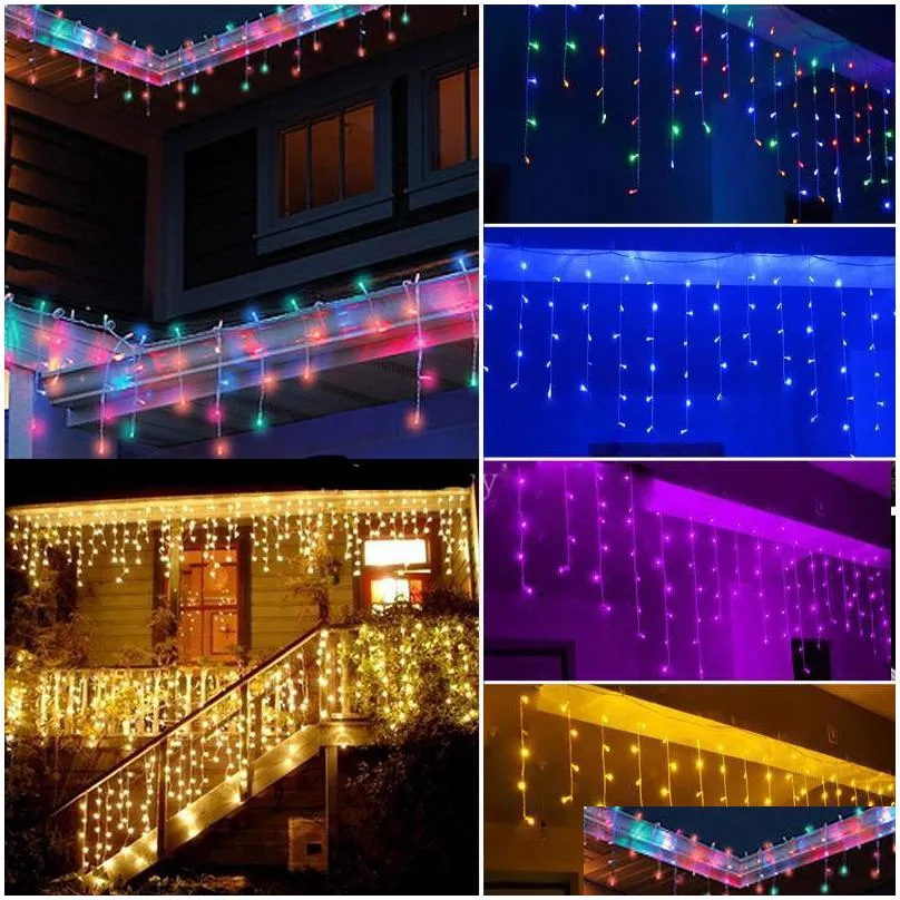 curtain icicle led strings light christmas lights 3.5m droop 0.40.6m outdoor decoration 220v 110v led holiday light year garden
