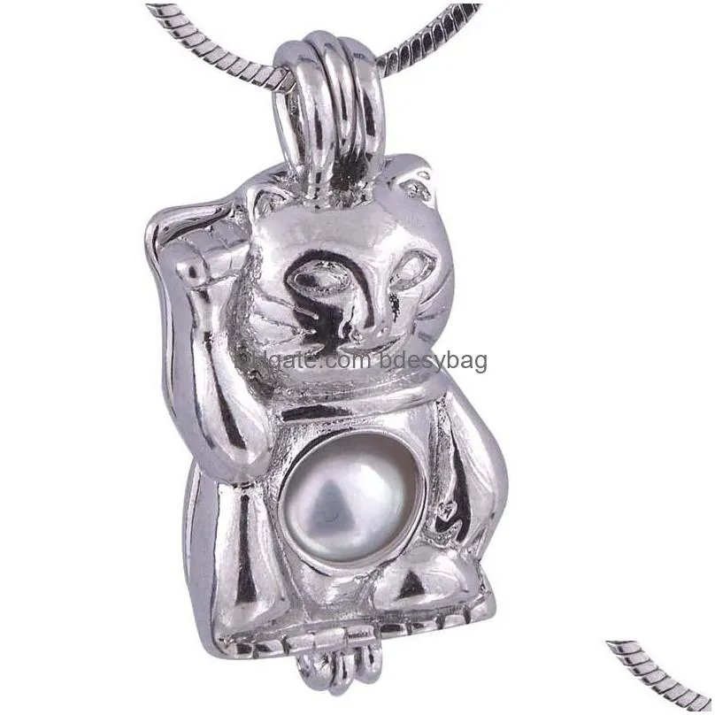 fashion stainless steel peanut love cage pendant style silver spiral wish pendant birthday gift for women p57