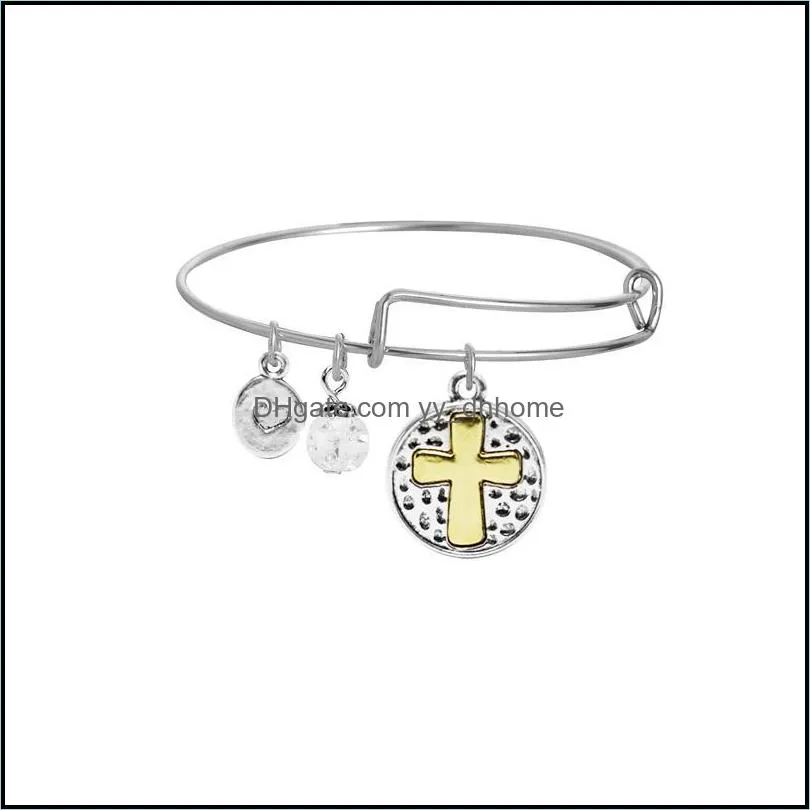 fashion cross expandable wire bangle bracelet for women fashion adjustable charm bracelet 2019 designer jewelry