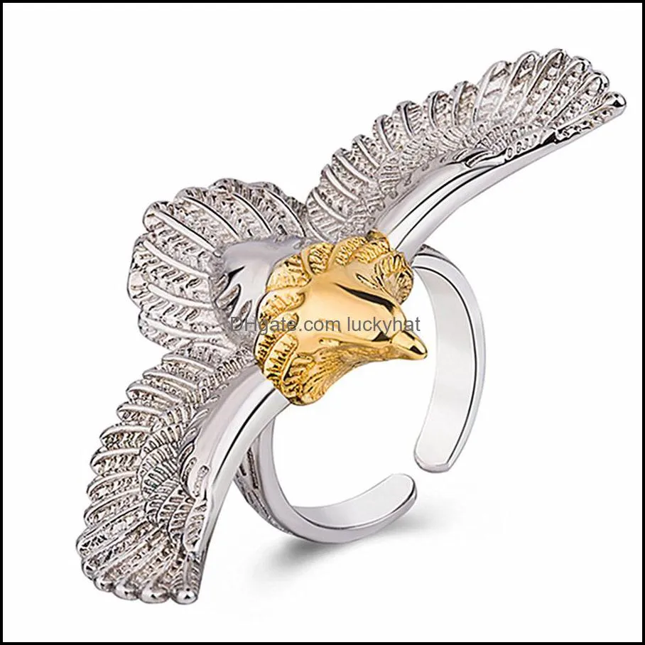 personality fashion retro gaucho  ring amazon  wings ring vintage  silver color adjustable aperture rings party gift luckyhat