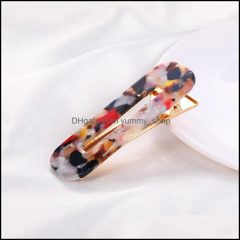 cute style acrylic hair clip for girls women water drop shape leopard marble textured geometric duckbill barrette hairpin hair