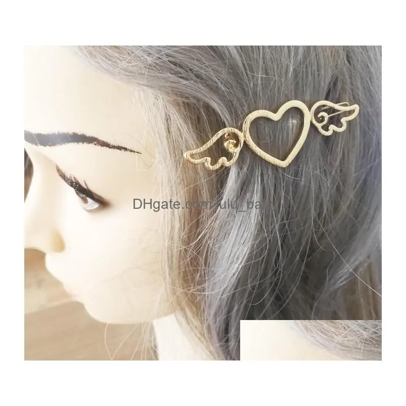 fashion jewelry womens barrette hollowedout love cupid wings frog clip hairpin hair clip bobby pin lady barrettes