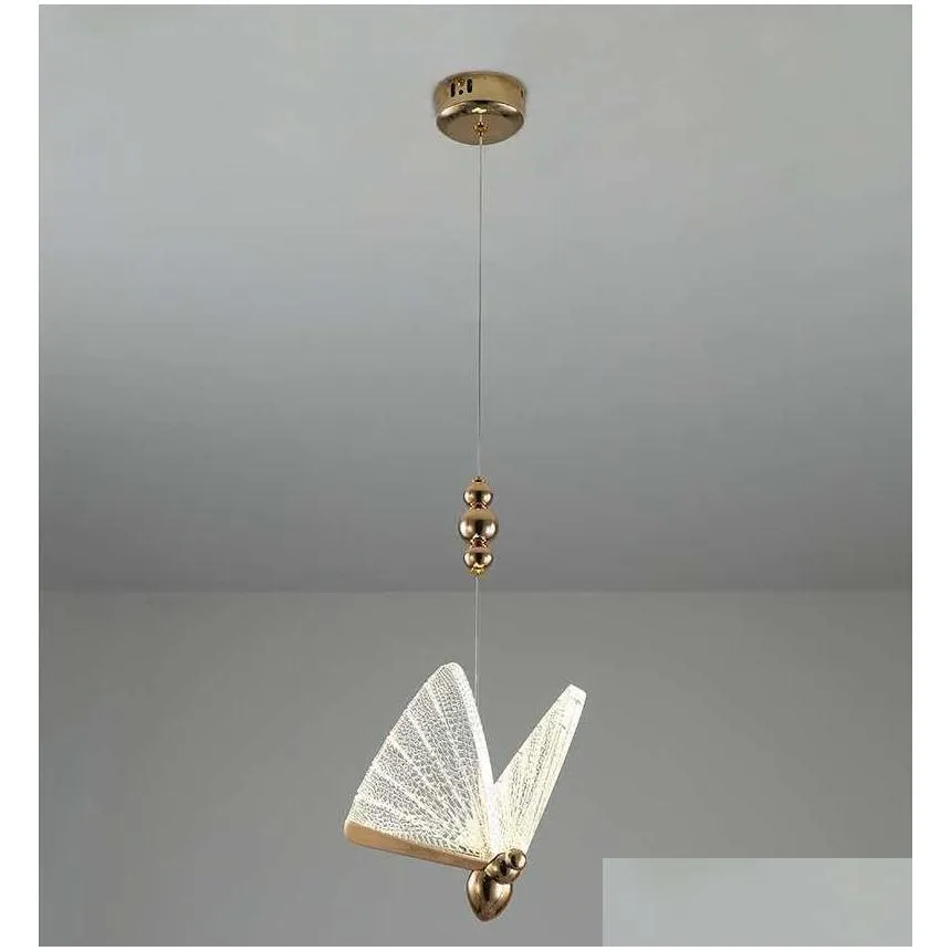 modern and simple butterfly single head pendant lights bar table bedroom light luxury restaurant stairwell pendant lamps