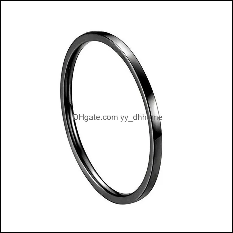 fashiondesign stainless steel rings 1mm wide men women wedding band ring 4 colors high polished no fade good quality jewelry accessorie